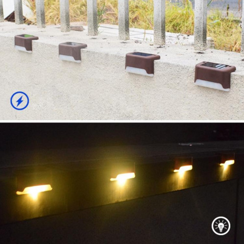 12 PCS Solaire LED Extérieure Escalier Lumière IP65 Lampe De Jardin Imperméable, Lumière Blanc Chaud (Marron) SH3ZWW674-010