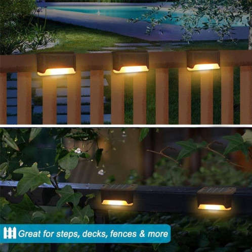 12 PCS Solaire LED Extérieure Escalier Lumière IP65 Lampe De Jardin Imperméable, Lumière Blanc Chaud (Marron) SH3ZWW674-010