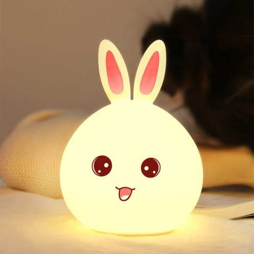 1 W Creative Rabbit Shape 7-couleur Décoloration Tactile Gradation USB De Charge Silicone LED Nuit Lampe (Rose) S1012F1195-012