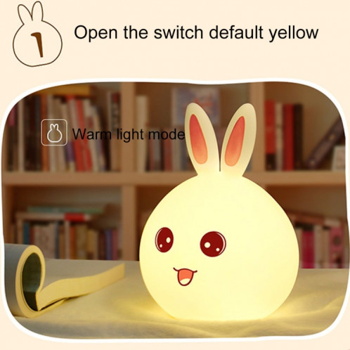 1 W Creative Rabbit Shape 7-couleur Décoloration Tactile Gradation USB De Charge Silicone LED Nuit Lampe (Rose) S1012F1195-012