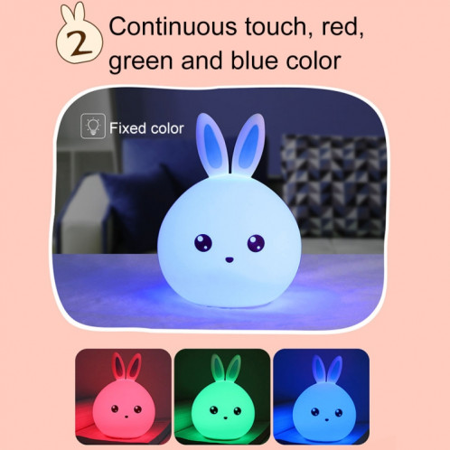 1 W Creative Rabbit Shape 7-couleur Décoloration Tactile Gradation USB De Charge Silicone LED Nuit Lampe (Rose) S1012F1195-012