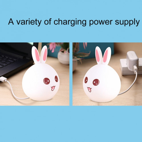 1 W Creative Rabbit Shape 7-couleur Décoloration Tactile Gradation USB De Charge Silicone LED Nuit Lampe (Rose) S1012F1195-012