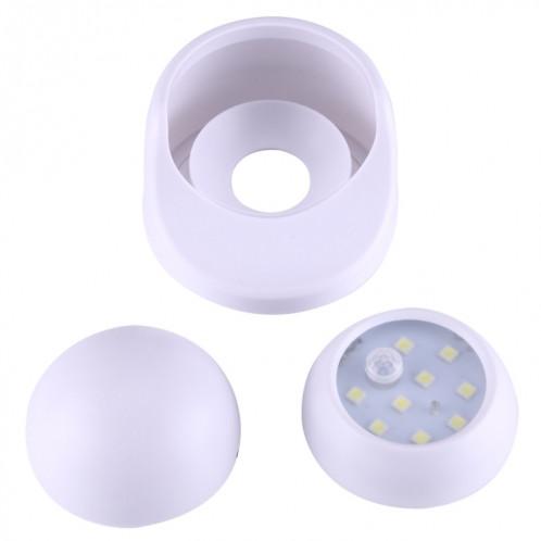 Lampe de sécurité de détecteur de mouvement PIR à lumière blanche MM3W1 3W, 9 LED 240 LM 6000K Rotation à 360 degrés Capteur de mouvement sans fil Garde-robe Lumière / Veilleuse / Applique murale pour chambre, SH40WL1029-010