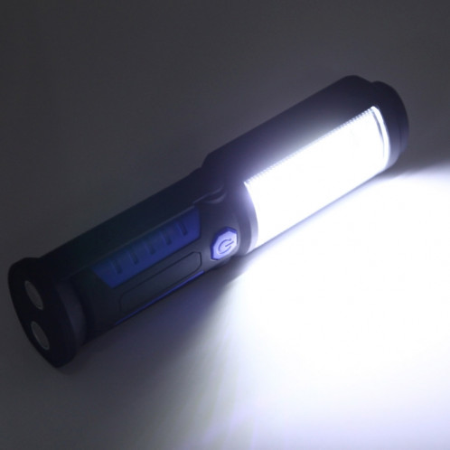 Lampe de travail étanche à la torche à lumière blanche LED PR5W-1 5W COB + 1W F8 IP43 Lampe de travail portable à secours multifonctions USB 400 LM avec crochet pivotant magnétique et 360 degrés (bleue) SH042L252-014