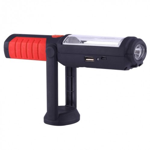 Lampe de travail étanche à la torche à lumière blanche LED PR5W-1 5W COB + 1W F8 IP43 Lampe de travail portable d'urgence à charge multi-fonctions 400 LM avec crochet pivotant magnétique et 360 degrés (Rouge) SH042R428-014