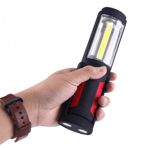 Lampe de travail étanche à la torche à lumière blanche LED PR5W-1 5W COB + 1W F8 IP43 Lampe de travail portable d'urgence à charge multi-fonctions 400 LM avec crochet pivotant magnétique et 360 degrés (Rouge) SH042R428-014