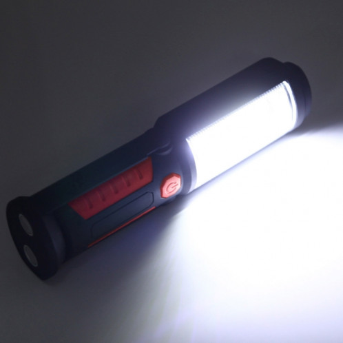 Lampe de travail étanche à la torche à lumière blanche LED PR5W-1 5W COB + 1W F8 IP43 Lampe de travail portable d'urgence à charge multi-fonctions 400 LM avec crochet pivotant magnétique et 360 degrés (Rouge) SH042R428-014