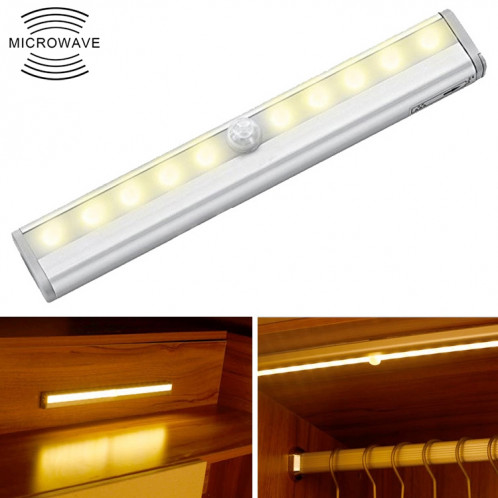 0.8W 10 LED lumière blanche chaude écran étroit capteur de corps humain intelligent lumière LED couloir armoire lumière, Version de chargement USB SH1225114-010