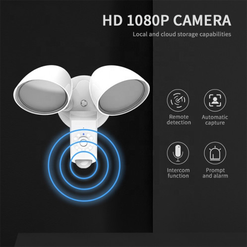 20W LED SMART SMART SPORT PRODUCLIGHT AVEC CAMERA DE SÉCURITÉ DE 1080P, 3000K LUMIÈRE CHALEUR (Noir) SH316B1296-07