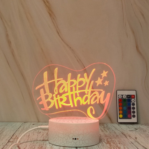 Joyeux anniversaire forme créative Crack Touch gradation lumière de nuit décorative colorée 3D avec télécommande SH1442114-07