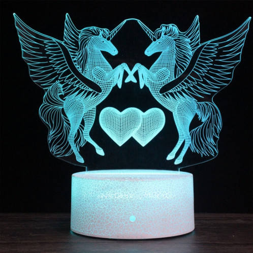 Deux licornes forment une base de fissure créative 3D lampe de bureau de veilleuse décorative colorée, Version télécommandée SH1459502-07