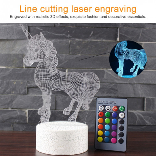 Deux licornes forment une base de fissure créative 3D lampe de bureau de veilleuse décorative colorée, Version télécommandée SH1459502-07
