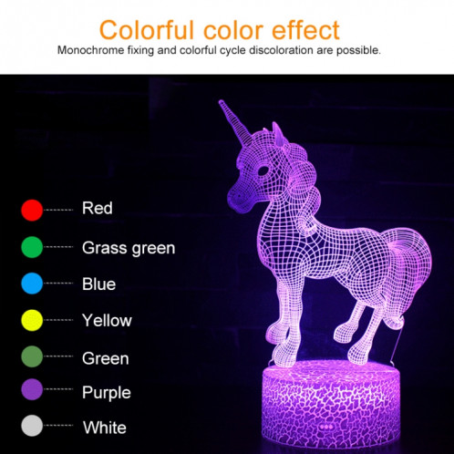 Deux licornes forment une base de fissure créative 3D lampe de bureau de veilleuse décorative colorée, Version télécommandée SH1459502-07