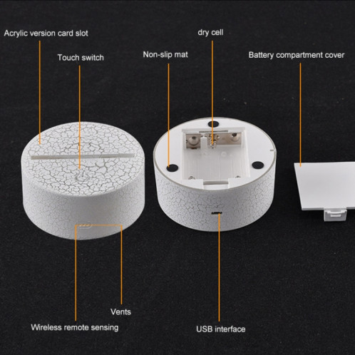 Deux licornes forment une base de fissure créative 3D lampe de bureau de veilleuse décorative colorée, Version télécommandée SH1459502-07