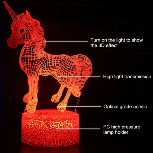 Deux licornes forment une base de fissure créative 3D lampe de bureau de veilleuse décorative colorée, Version télécommandée SH1459502-07