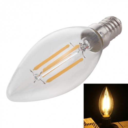 C35 E14 4W Dimmable Blanc Chaud Ampoule LED Filament, 4 LEDs 300 LM Rétro Éclairage Économie d'énergie pour Halls, AC 220V SH34WW1017-08