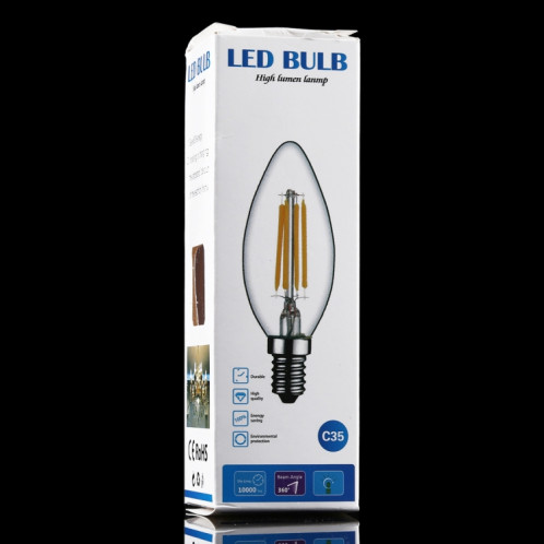 C35 E14 4W Dimmable Blanc Chaud Ampoule LED Filament, 4 LEDs 300 LM Rétro Éclairage Économie d'énergie pour Halls, AC 220V SH34WW1017-08