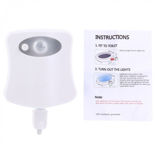 8 couleurs éclairage intérieur veilleuses capteur de mouvement LED couverture de siège de toilette Lightbowl Light Lamp SH1660118-010