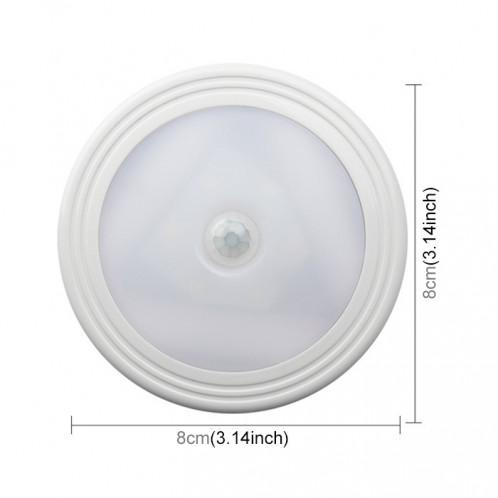 0.3W lumière blanche de forme ronde LED lumière de capteur PIR, 6 LED 30 LM SMD-3528 pour armoires SH94WL748-013