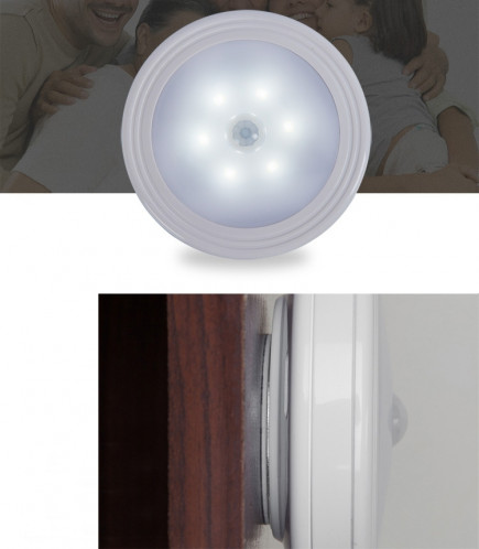 0.3W lumière blanche de forme ronde LED lumière de capteur PIR, 6 LED 30 LM SMD-3528 pour armoires SH94WL748-013