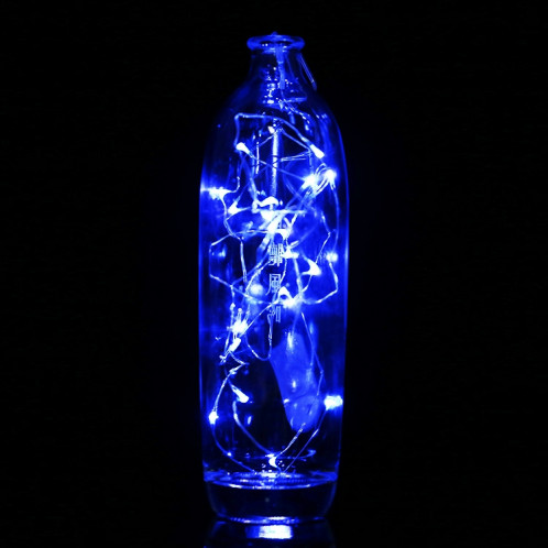 2m 20 LEDs SMD 0603 IP65 Batteries à bouton CR2032 imperméables à l'eau Silver Color Copper Wire String Light Lampes de fête / Décoration Light Strip (Blue Light) S228BL3-045