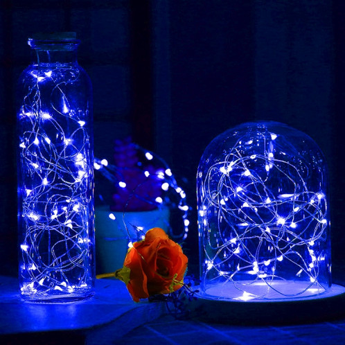 2m 20 LEDs SMD 0603 IP65 Batteries à bouton CR2032 imperméables à l'eau Silver Color Copper Wire String Light Lampes de fête / Décoration Light Strip (Blue Light) S228BL3-045