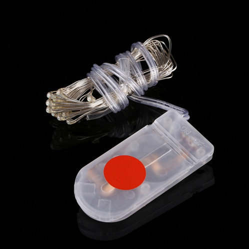 2m 20 LEDs SMD 0603 IP65 Batteries à bouton CR2032 étanches à l'eau Silver Color Copper Wire String Light Festival Lamp / Décoration Light Strip (Red Light) S228RL4-045