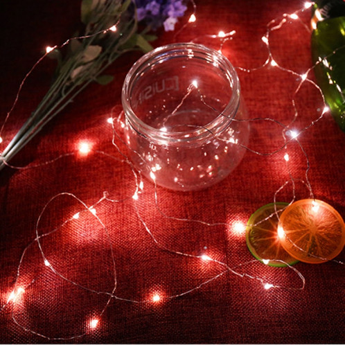 2m 20 LEDs SMD 0603 IP65 Batteries à bouton CR2032 étanches à l'eau Silver Color Copper Wire String Light Festival Lamp / Décoration Light Strip (Red Light) S228RL4-045