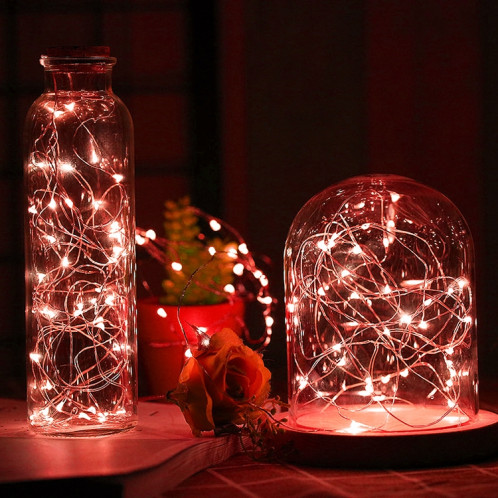 2m 20 LEDs SMD 0603 IP65 Batteries à bouton CR2032 étanches à l'eau Silver Color Copper Wire String Light Festival Lamp / Décoration Light Strip (Red Light) S228RL4-045