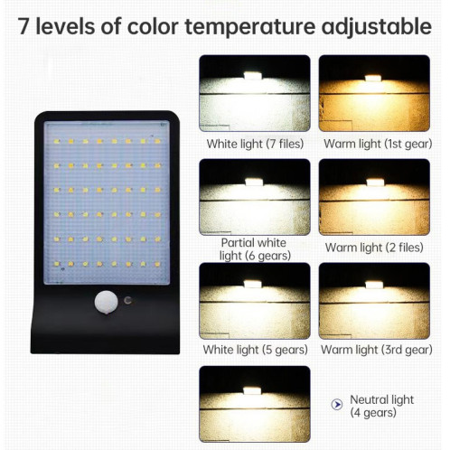 3.8W 48 LED bicolores télécommande édition extérieure étanche solaire capteur de lumière murale jardin lumière réverbère sans poteau, flux lumineux: 450lm SH176W1222-08