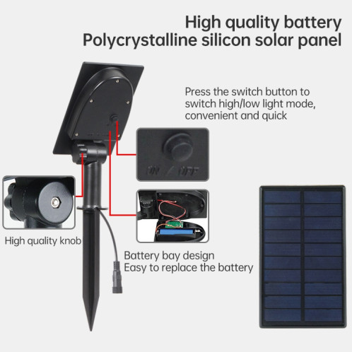 3W One for Three Solar Spotlight Outdoor IP65 Lampe de pelouse à induction étanche à contrôle de la lumière, Flux lumineux: 300-400lm (Fixation cyclique RVB) SH21821752-013