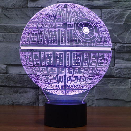 Death Star Style 7 Couleur Décoloration Creative Visual Stéréo Lampe 3D Tactile Commutateur LED Lumière Bureau Lampe de Nuit Lumière SD2298561-012