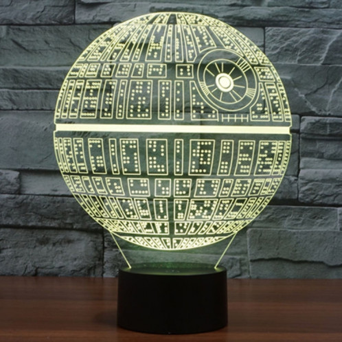 Death Star Style 7 Couleur Décoloration Creative Visual Stéréo Lampe 3D Tactile Commutateur LED Lumière Bureau Lampe de Nuit Lumière SD2298561-012