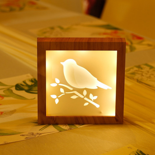 1.5W Oiseau Motif Télécommande Gradation Chaud Lumière Blanche Creative Photo Cadre LED Décoration Lampe Nouveauté Cadeau Nuit Lumière Lampe S1586A1467-07