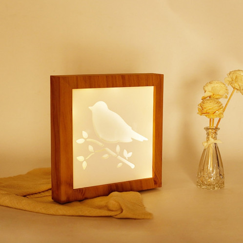 1.5W Oiseau Motif Télécommande Gradation Chaud Lumière Blanche Creative Photo Cadre LED Décoration Lampe Nouveauté Cadeau Nuit Lumière Lampe S1586A1467-07