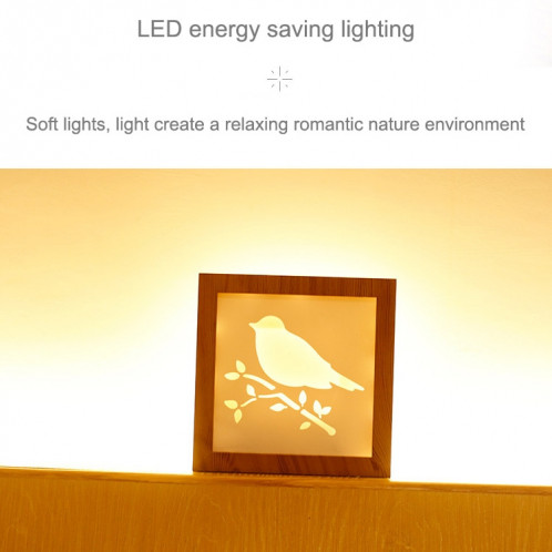 1.5W Oiseau Motif Télécommande Gradation Chaud Lumière Blanche Creative Photo Cadre LED Décoration Lampe Nouveauté Cadeau Nuit Lumière Lampe S1586A1467-07