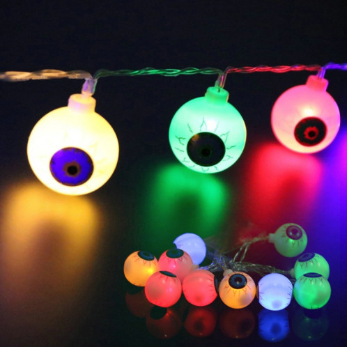 2,5 m Ghost Eyes Design Coloré Lumière Halloween Série LED String String, 20 LED 3 piles AA Batteries Boîte Opéré Party Props Fée Décoration Nuit Lampe SH60CL352-05