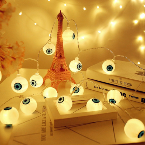 2,5 m Ghost Eyes Design lumière blanche et chaude, série de lumières à DEL de la série Halloween, 20 LED, 3 piles AA, piles, boîte, accessoires de fête, décoration de fée, lampe de nuit SH60WW1349-05
