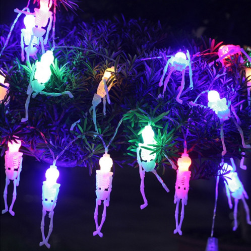 2,5 m de conception humaine squelette lumière colorée série Halloween chaîne de lumière LED, 20 LEDs 3 piles AA piles exploitées partie Props fée décoration lampe de nuit SH61CL1918-06