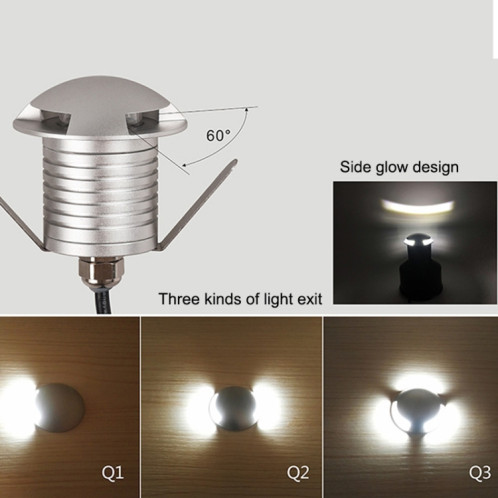 Lampe enterrée polarisée intégrée de 3W LED IP67 lampe de coquille de tortue étanche lampe de pelouse de jardin extérieur, lumière chaude 3000K Q3 lumière à trois voies SH2836924-06