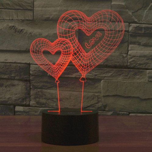 Double Heart Balloon Style 7 Coloration de décoloration Creative Laser stéréo Lampe 3D Touch Switch Control LED Light Lampe de bureau Night Light SD28815-013