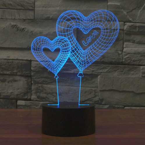 Double Heart Balloon Style 7 Coloration de décoloration Creative Laser stéréo Lampe 3D Touch Switch Control LED Light Lampe de bureau Night Light SD28815-013