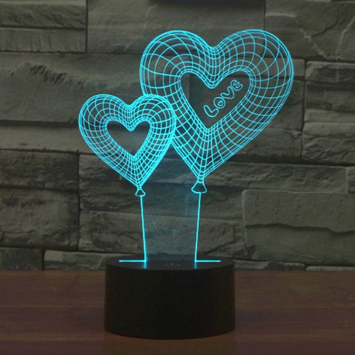 Double Heart Balloon Style 7 Coloration de décoloration Creative Laser stéréo Lampe 3D Touch Switch Control LED Light Lampe de bureau Night Light SD28815-013