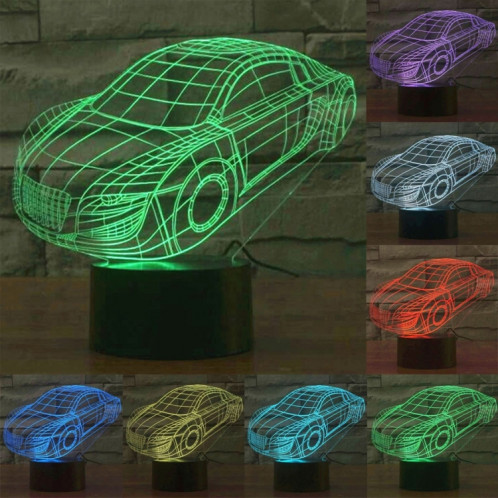 Style de voiture 7 Couleur de décoloration Lampe de stéréo visuelle créative Commande de commutation tactile 3D Lumière de lumière LED Lampe de bureau Lampe de nuit SS28828-013