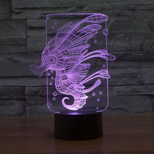 Hippocampe Style 7 Couleur Décoloration Creative Visual Stéréo Lampe 3D Tactile Commutateur LED Lumière Bureau Lampe Nuit Lumière SH28871088-013