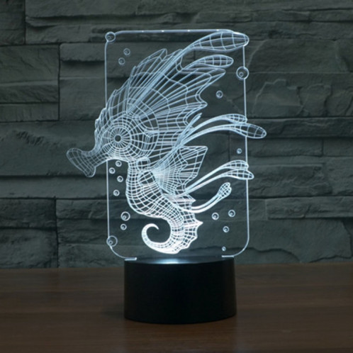 Hippocampe Style 7 Couleur Décoloration Creative Visual Stéréo Lampe 3D Tactile Commutateur LED Lumière Bureau Lampe Nuit Lumière SH28871088-013
