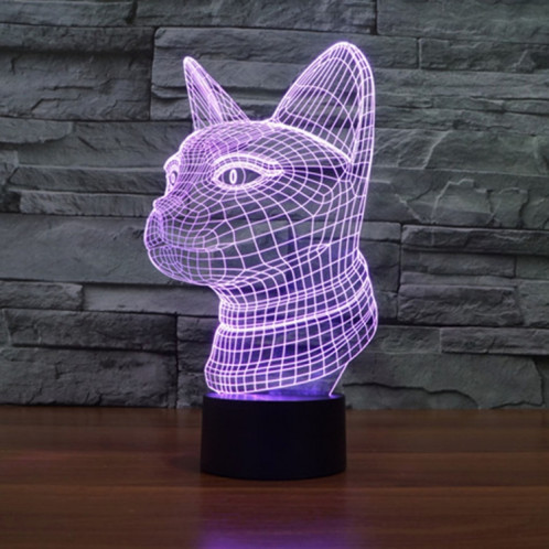 Side Face Cat Style 7 Couleur de décoloration Creative Visual stéréo lampe 3D Touch Switch Control LED Light Lampe de bureau Night Light SS28895-013