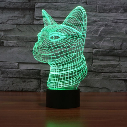 Side Face Cat Style 7 Couleur de décoloration Creative Visual stéréo lampe 3D Touch Switch Control LED Light Lampe de bureau Night Light SS28895-013