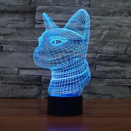 Side Face Cat Style 7 Couleur de décoloration Creative Visual stéréo lampe 3D Touch Switch Control LED Light Lampe de bureau Night Light SS28895-013