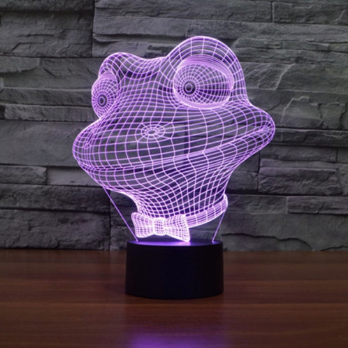 Grenouille Style 7 Couleur Décoloration Creative Visual Stéréo Lampe 3D Tactile Commutateur LED Lumière Bureau Lampe Nuit Lumière SG28901105-013
